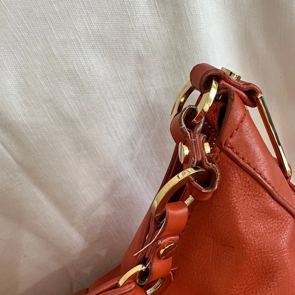 Tory Burch Vibrant Orange Leather Hobo Bag - Picture 12 of 16